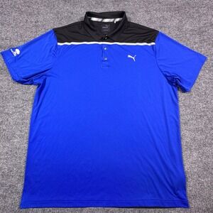 Puma Golf Polo‎ Shirt Mens XXL Blue Black Colorblock The Forest Logo 577876-05